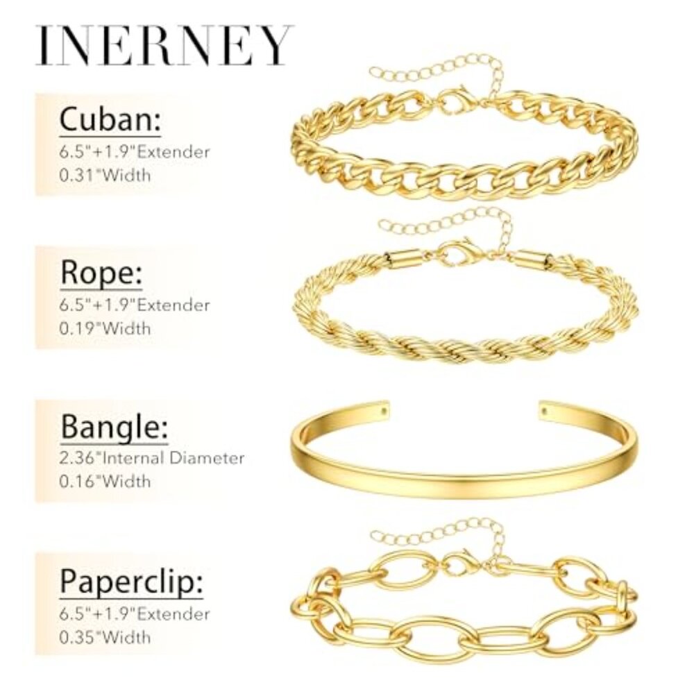 Chunky Stackable Bracelet Set Minimalist Dainty C… - image 4